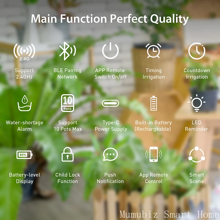 Фото Автоматическая система полива для горшечных растений Tuya Smart WiFi Система капельного орошения с дистанционным управлением для до 10 горшечных растений №2