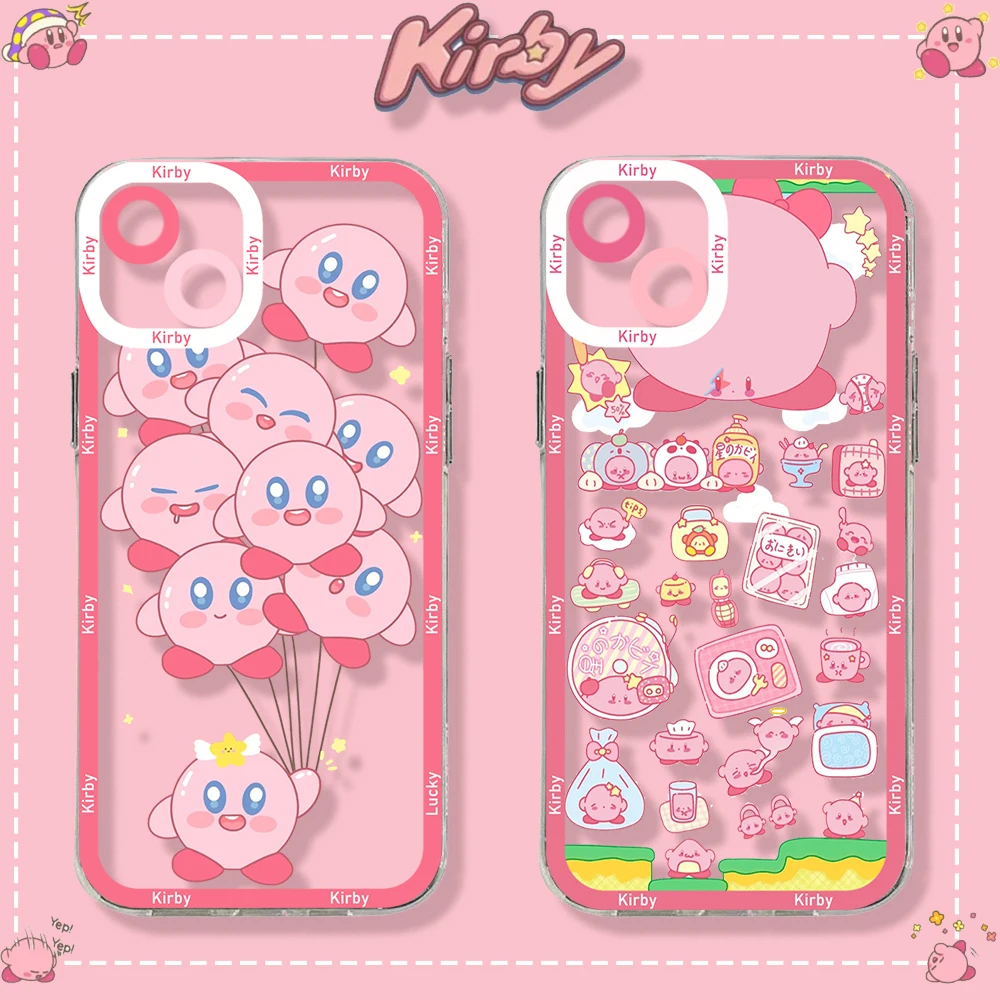 

Cute Cartoon Pink Kirbies Phone Case For Xiaomi Redmi Note 12C 11 10 Pro Plus 10C 9C 9T K30 K40 K50 K60 4G 5G Transparent Capa