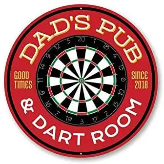 

Dad's Pub and Dart Room Round Metal Tin Sign Suitable for Home and Kitchen Bar Cafe Garage Wall Decor Retro Vintage