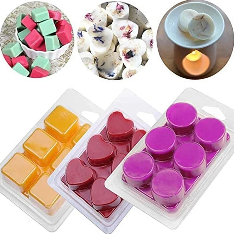 

50Packs Wax Melt Clamshells Molds 6 Cavity Cube Tray for Candle-Making & Soap