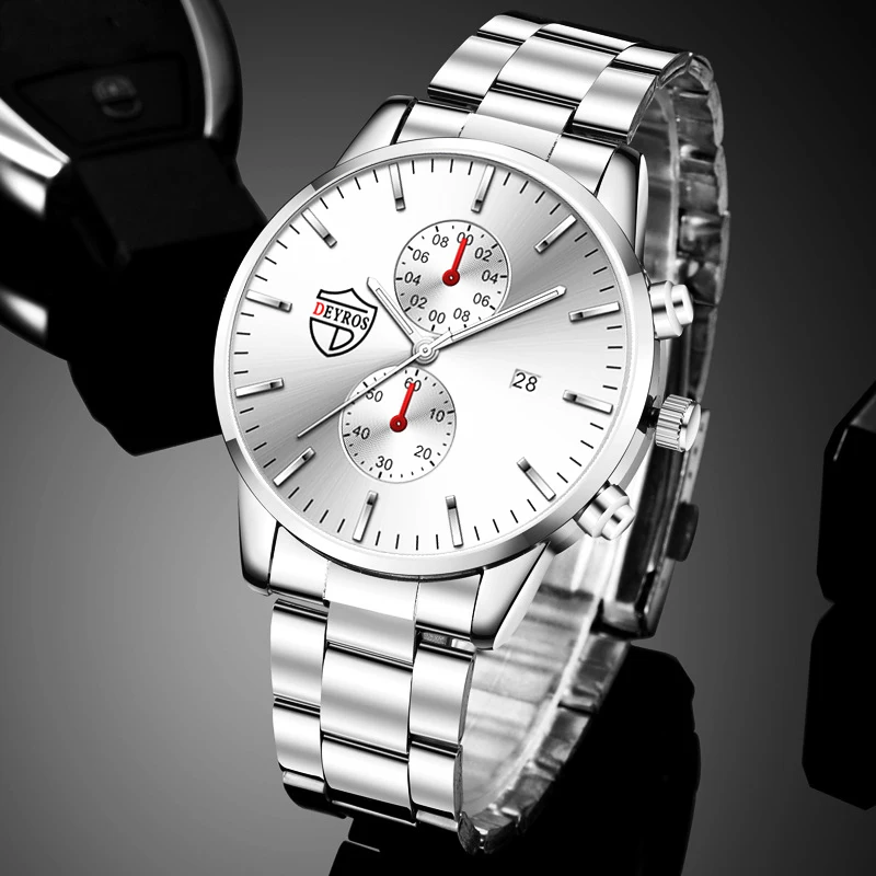 

Fashion Mens Quartz Watch Classic Gold Wristwatch Stainless Steel Luxury Calendar Clock New Men Business Watches reloj hombre