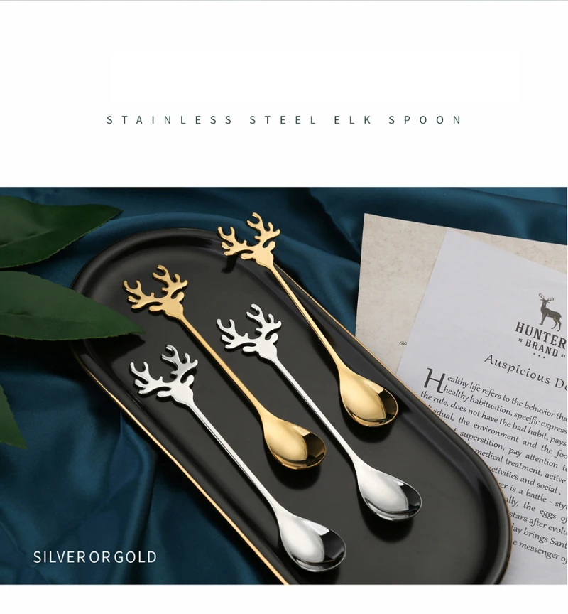

Stainless Steel Christmas Santa Elk Design Spoon Long Handle Can Be Used As Coffee Spoon Sugar Spoon Tea Spoon Stirring Spoon