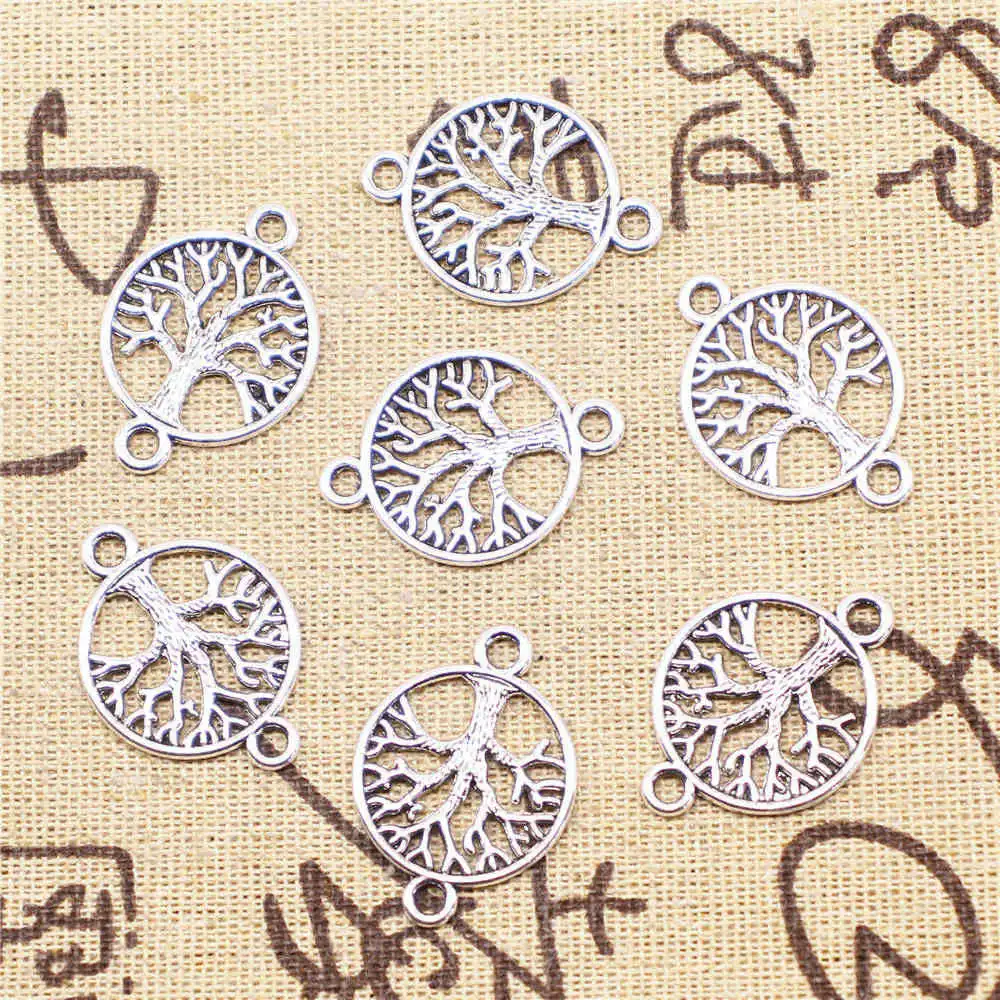 

Tree Of Life Connector Trendy Jewerly Craft 20X28mm Antique Silver Color 10 Pieces