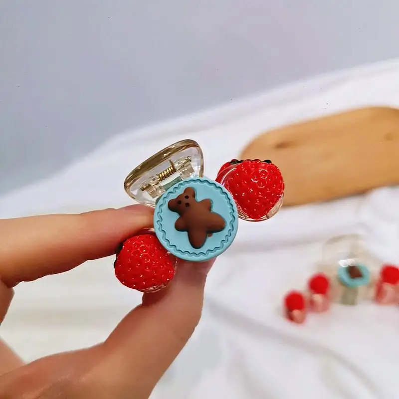 Заколка для волос из ацетата в виде клубничного медведя большие резиновые