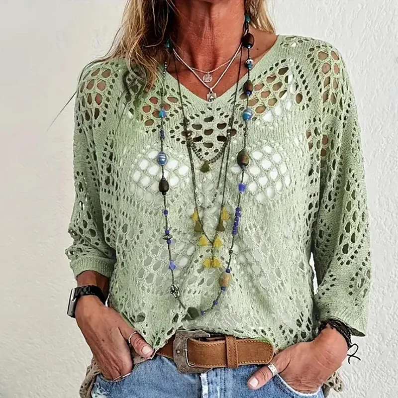 WYUIT Однотонный вязаный свитер из хлопка и полиэстера