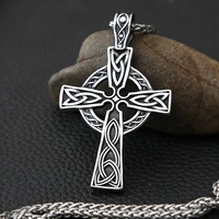 vintage stainless steel viking valknut necklace mens nordic street style celtics knot cross odin pendant necklace biker chain