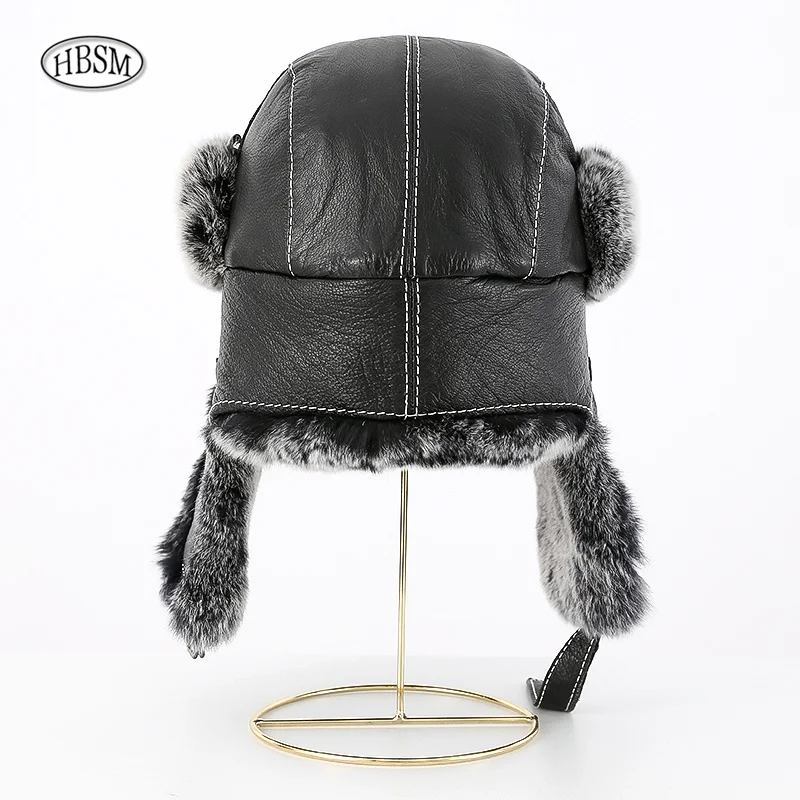 Меховая шапка-ушанка из натурального кроличьего меха