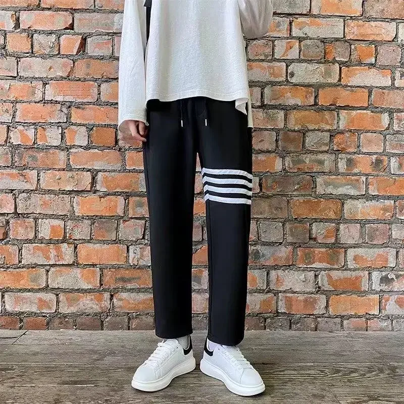 Мужские весенне-летние модные повседневные брюки прямого кроя в гонконгском