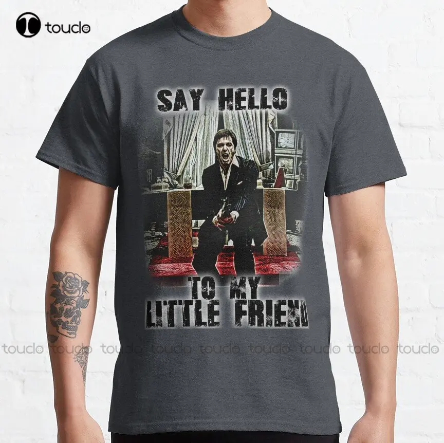Футболка с надписью «Say Hello To My Little Friend Classic Scarface Action» в стиле 80-х фильма «Al Pacino», футболки, мужские креативные Забавные футболки