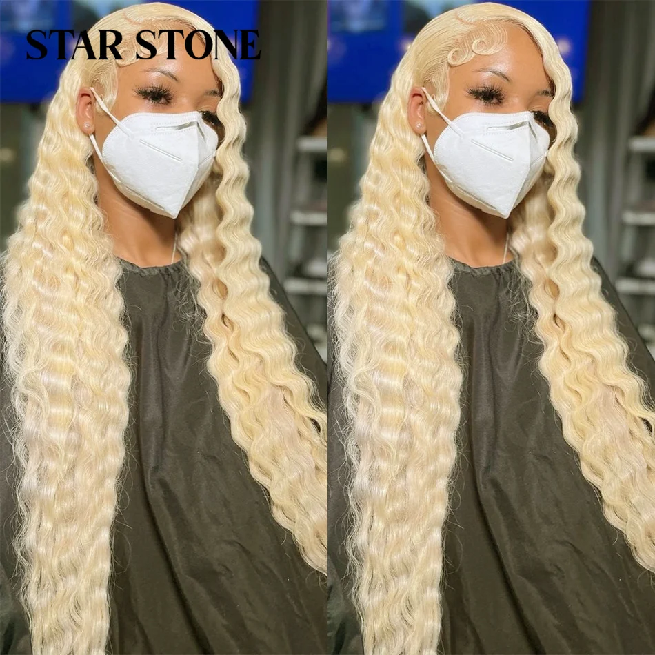 

13x4 Deep Loose wave 613 Honey Blonde Curly Transparent Lace Frontal Wig 180% Remy 13x6 Water Wave Colored Women Human Hair Wig