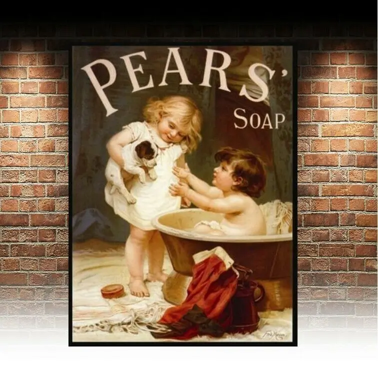 Настенная картина для ванной в винтажном стиле |