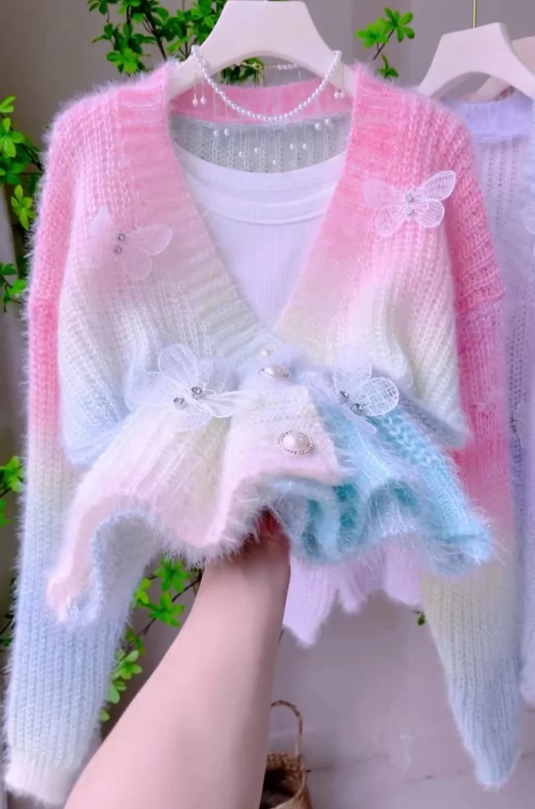 Женский вязаный кардиган с градиентом цвета Idle Sle осень-зима 2023 новый свободный