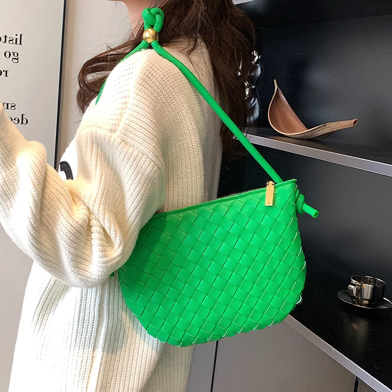 

Fashion Candy Color Armpit Bags for Women Hand Woven Shoulder Bag Luxury Purse and Handbag Designer Ladies Hand Bag New Clutch