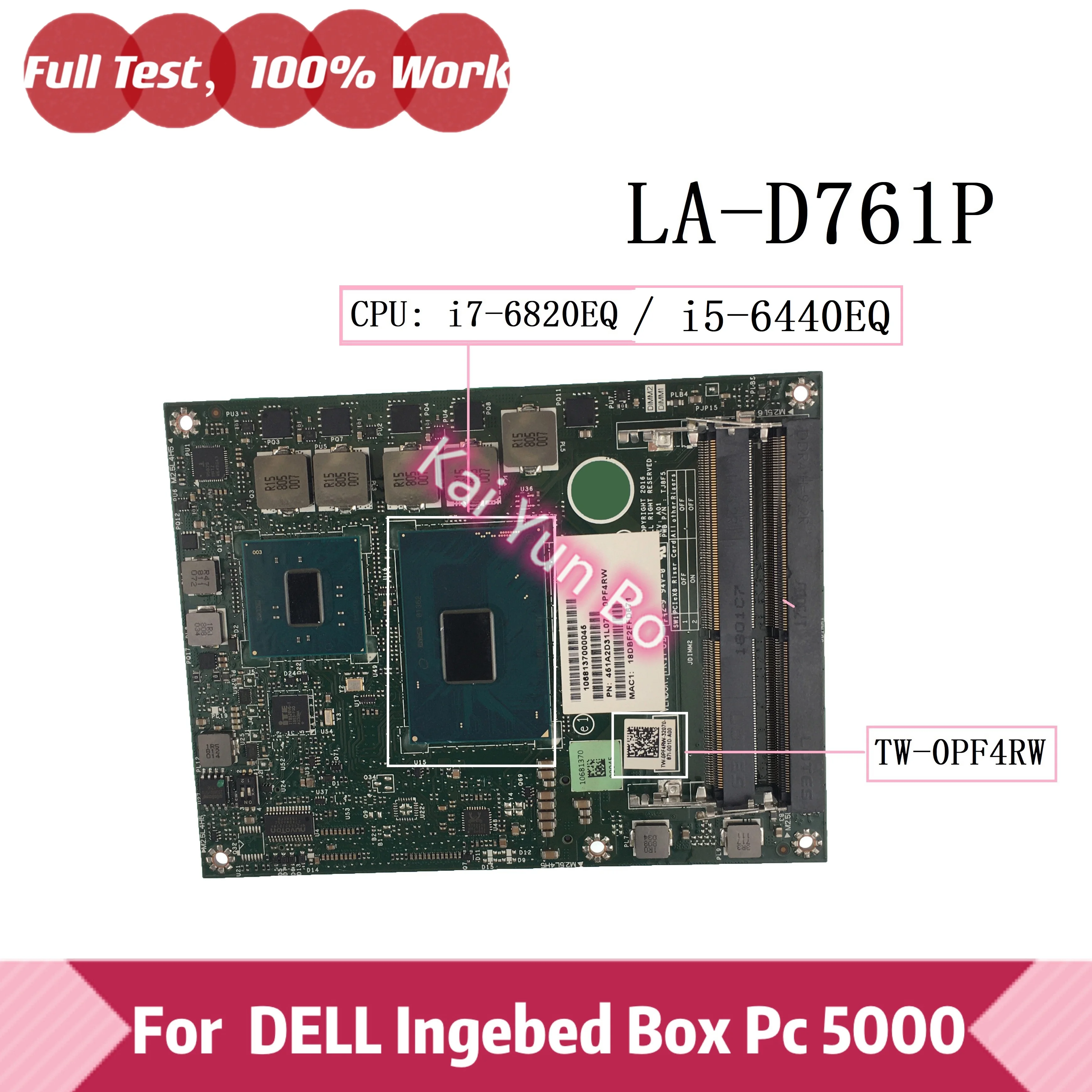 

Материнская плата DELL Embedded Box PC 5000 Celeron G3900E Материнская плата ноутбука TW-0PF4RW 0PF4RW BDX00 LA-D761P с i5-6440EQ i7-6820EQ