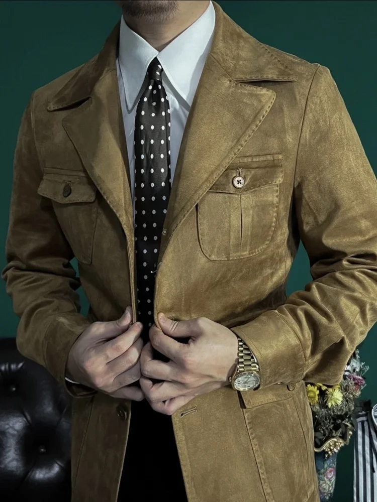 Итальянское нежное платье охотничья куртка крестного отца в стиле ретро мужская