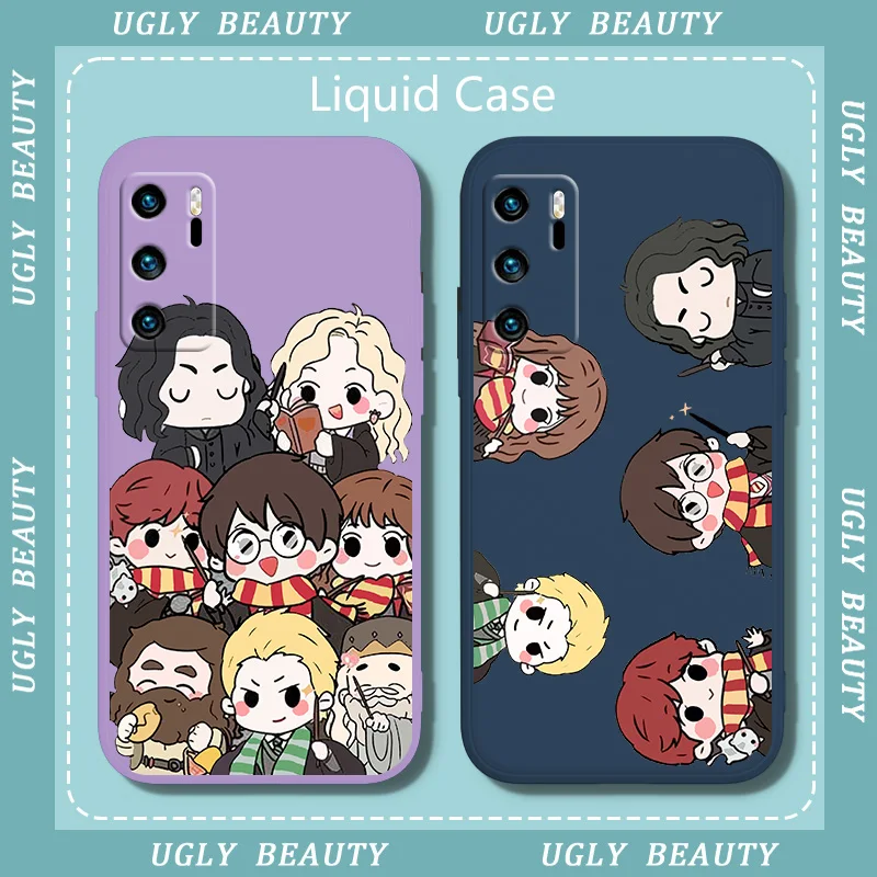 

H-Harryrs Potters Fantasy Novels Phone Case For Huawei P20 P20 PRO LITE 2019 P30 LITE PRO P40 P50 PRO LITE P SMART Liquid Rope