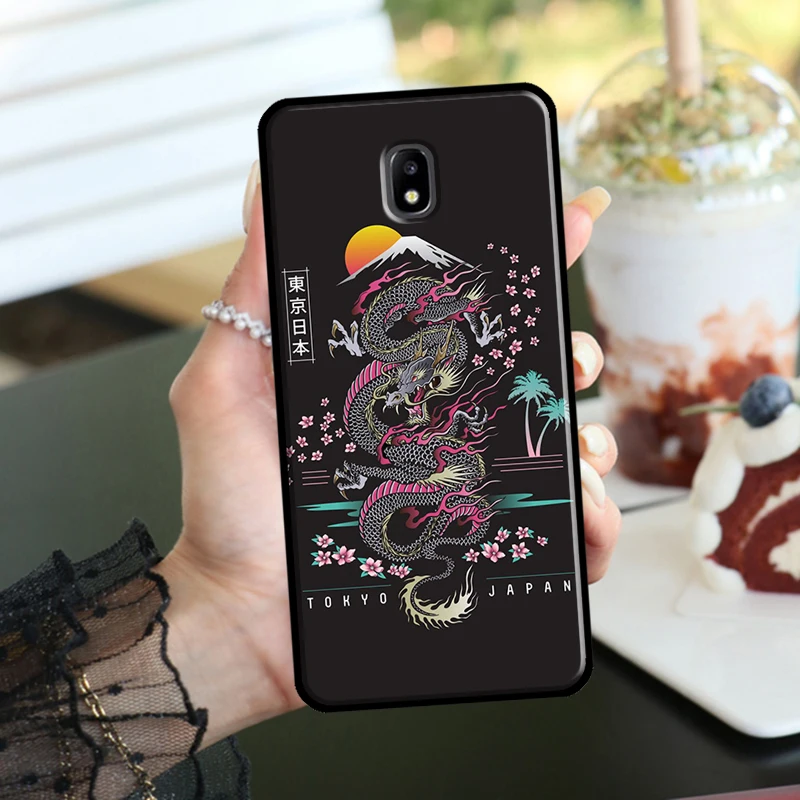Чехол с японскими волнами аниме драконом для Samsung Galaxy J7 2017 J1 J3 J5 2016 A6 A8 J4 J6 Plus J8 A7 A9