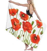 bath towels red flowers beach towel spa decor summer vacation for women super absorbent long quick dry washing towels 80x130 cm