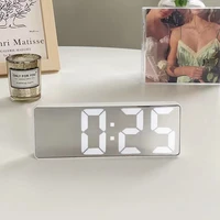2022smart digital alarm clock led mirror electronic alarm clocks large led display digital table clock with calendar temperature