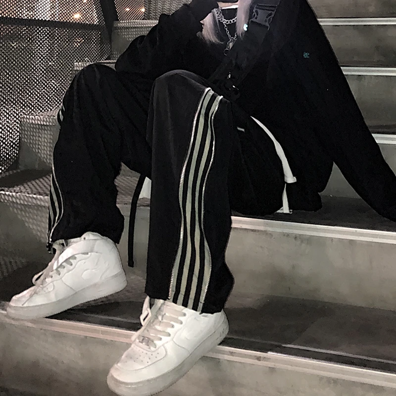 2022 Fashion Casual New Autumn Wide Leg Pants For Men Women High Street Loose Wide Leg Pants Casual Striped three-bar sweatpants