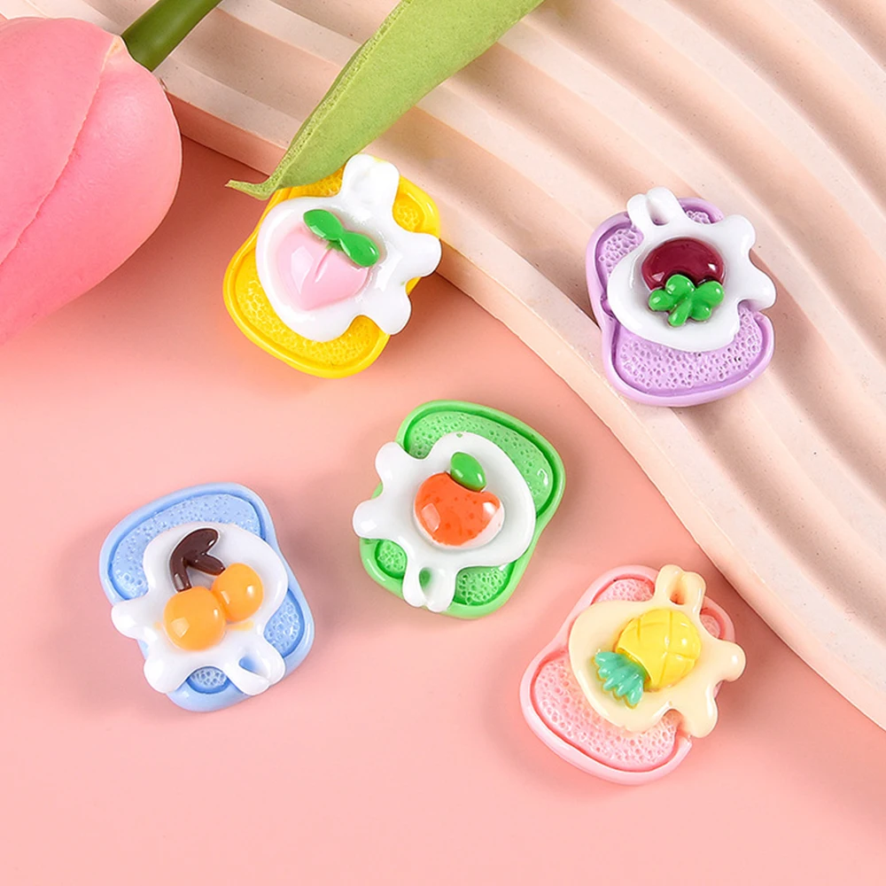 

10 шт. кавайная серия тостов с фруктами, искусственная смола для шпильки для скрапбукинга, украшения «сделай сам», аксессуары для рукоделия