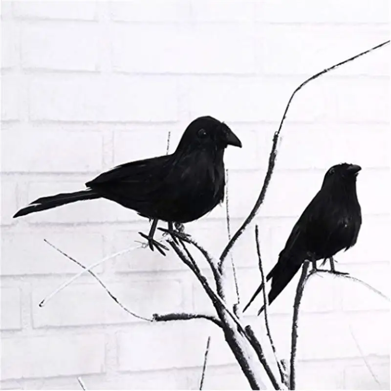 

Simulation Black Crow Animal Model Artificial Crow Black Bird Raven Prop Scary Decoration For Party Supplies Dropshipping