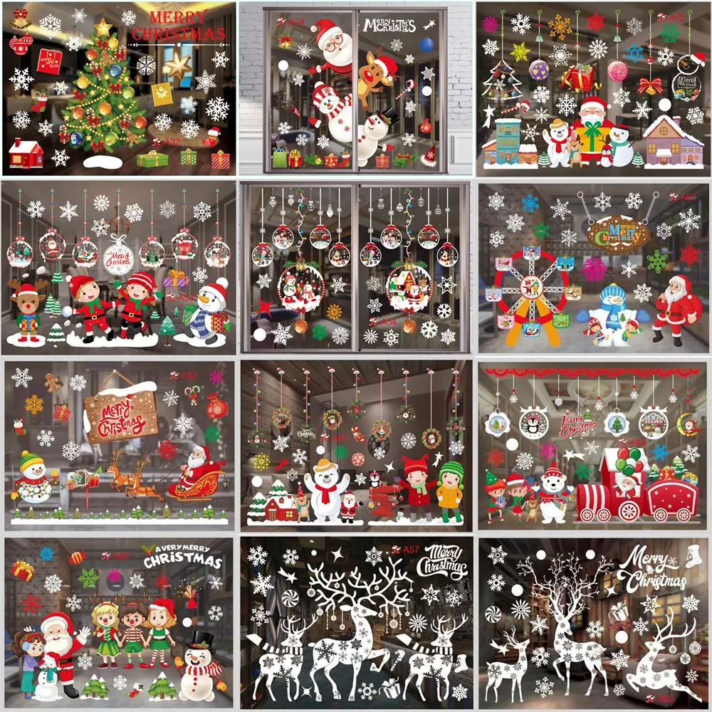 

Праздничная поставка, декор для вечеринки, сделай сам, творческие наклейки на окно, статические наклейки, Счастливого Рождества, рождествен...