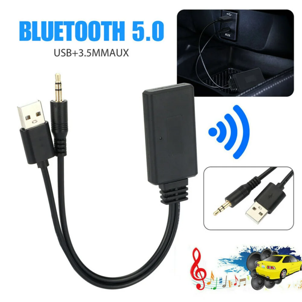 

100% High Quality Wireless 8888888888Bluetooth 5.0 Car Receiver Adapter USB 3.5mm Audio AUX Speaker Car Electronics Accessories