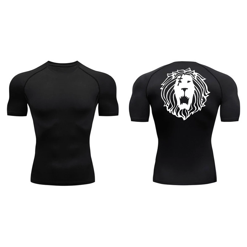 Футболка мужская компрессионная быстросохнущая с принтом льва