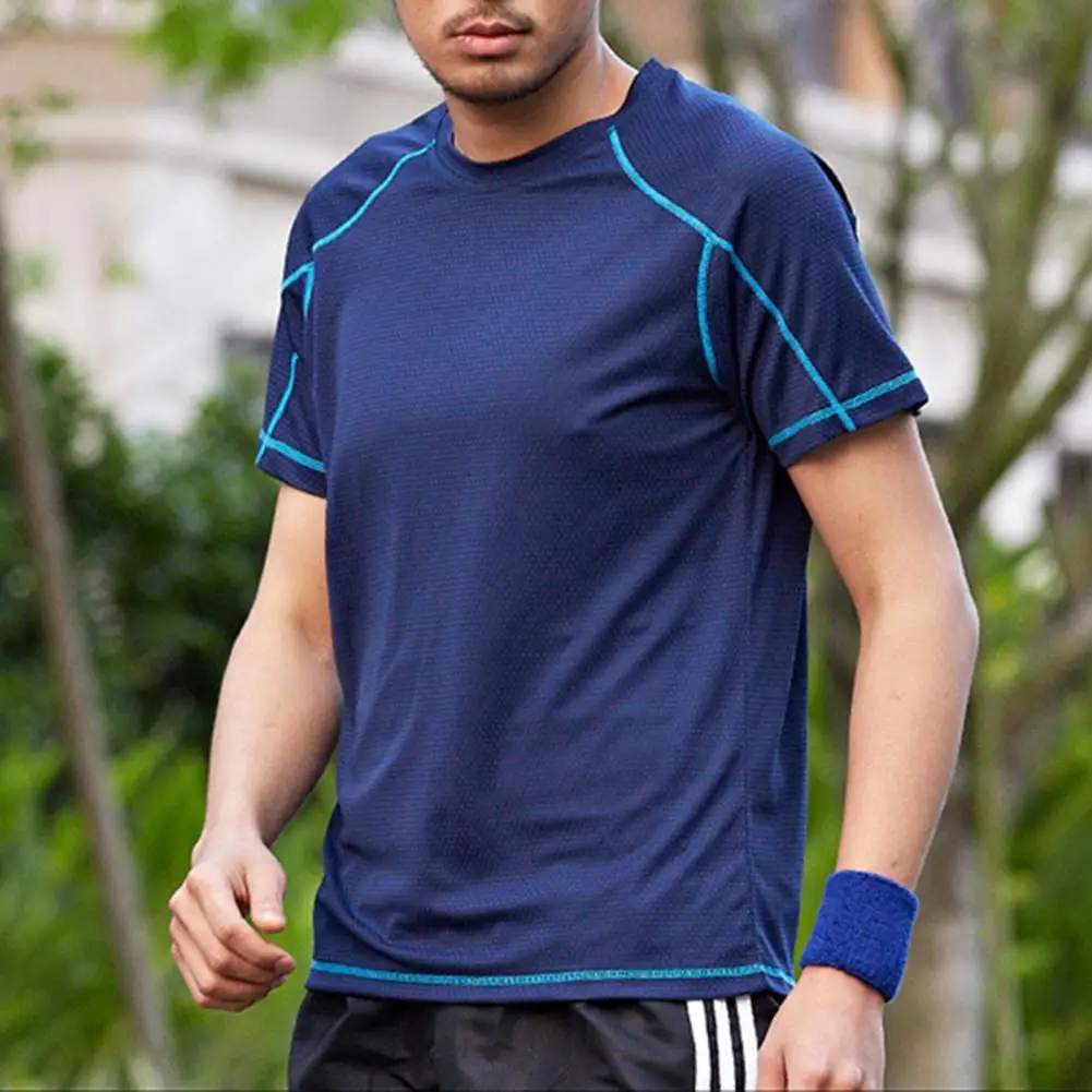 

Summer Short Sleeves Sports T-shirt GYM Sport Running Sweat Absorption T-shirts Men Tees Quick Dry Breathable T Shirt For Men