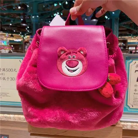 Disney Duffy Geraldoni Student Cartoon Cute Plush Large Capacity Backpack Light Drawstring Zipper Adjustable Casual School Bag