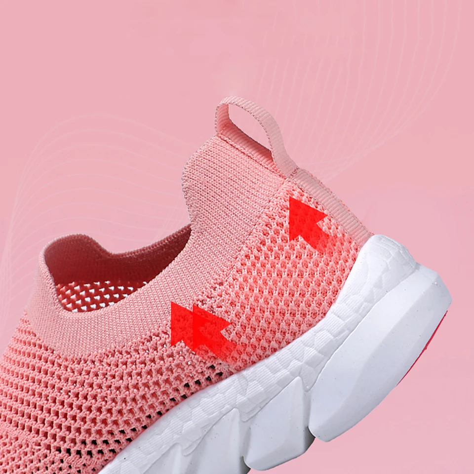 Loekeah Women Jogging Shoes Mesh Breathable Casual Female Shoes Slip-on Summer Running Shoes Flat Light Outdoor Sport Footwear