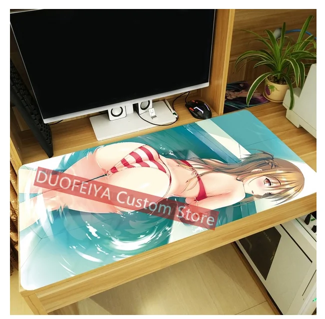 Большой Противоскользящий коврик для мыши с аниме Sword Art Online Yuuki Asuna Kirito игровой