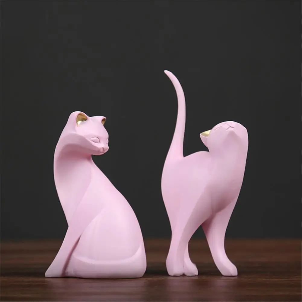 

Artistic Cat Statue Hand-crafted Resin Adding Vitality Cheerful Cat Sculpture for Desktop