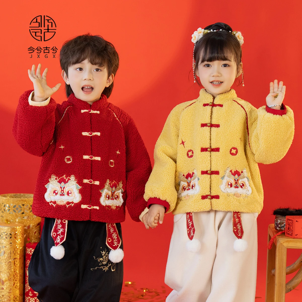 Зимний костюм Ханфу в китайском Новом году для мальчиков и девочек новый