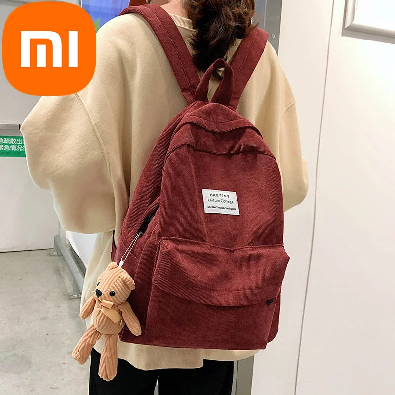 

Xiaomi Backpack Women's High School Students Simple Versatile Corduroy Backpack Large Capacity Backpack