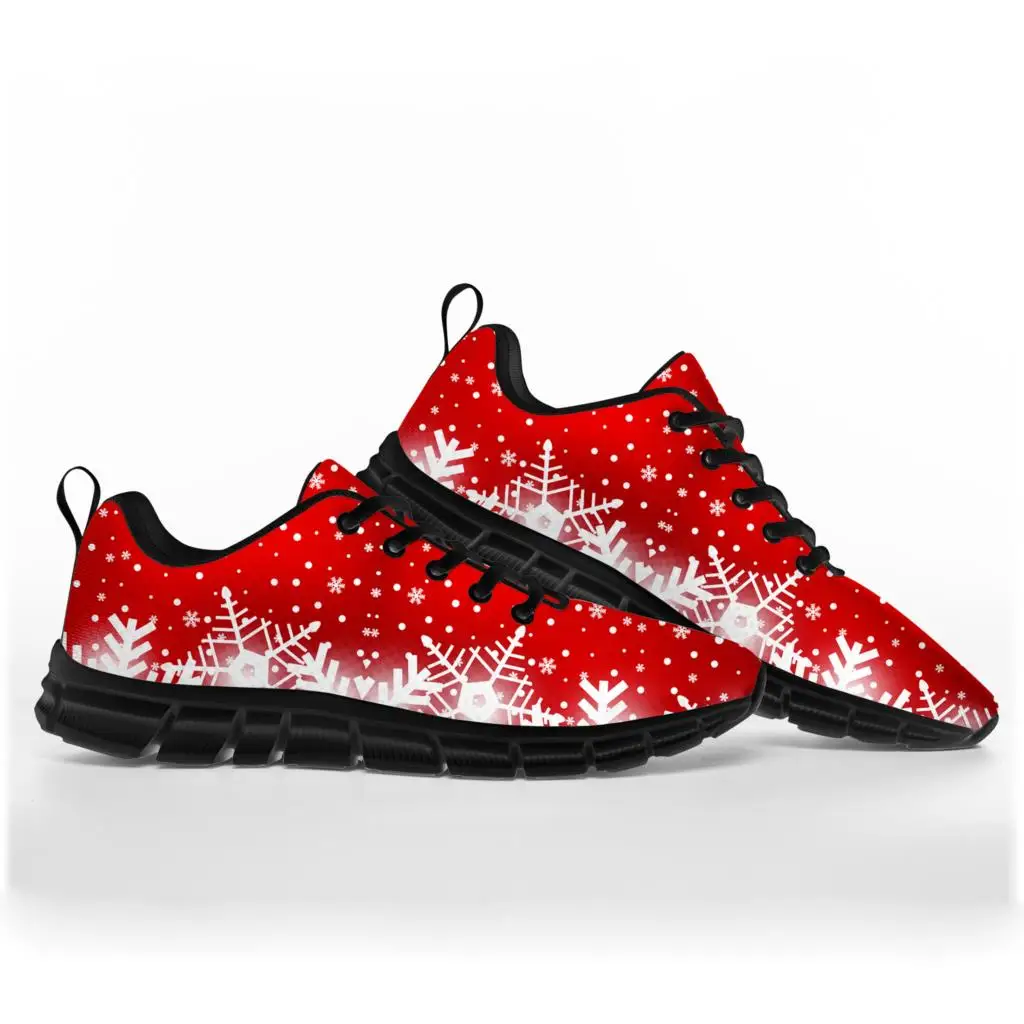 

Спортивная обувь с рождественскими мотивами, снеговиком, Санта-Клаусом, снежинкой, мужские, женские, подростковые, детские черные кроссовки, обувь на заказ для пар