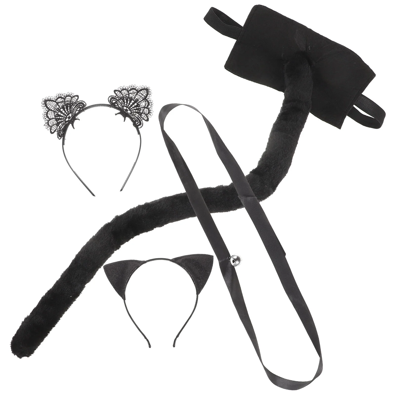 

Girl Cosplay Kit Headgear Festival Tail Hair Bands Accessory Cat Ears Fabric Headdress Collar Accessories