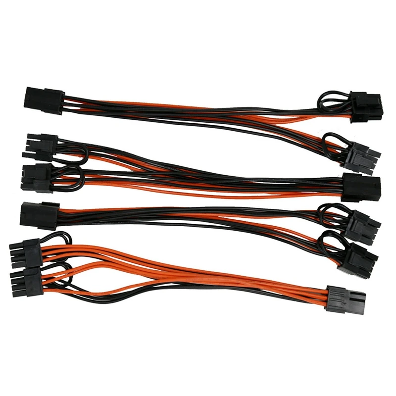 

4Pcs 18AWG PCI-E 6Pin To Dual 8Pin Y-Splitter Extension Cable PCIE 6 Pin To Dual 6+2 Pin Power Cable for GPU Mining,20Cm