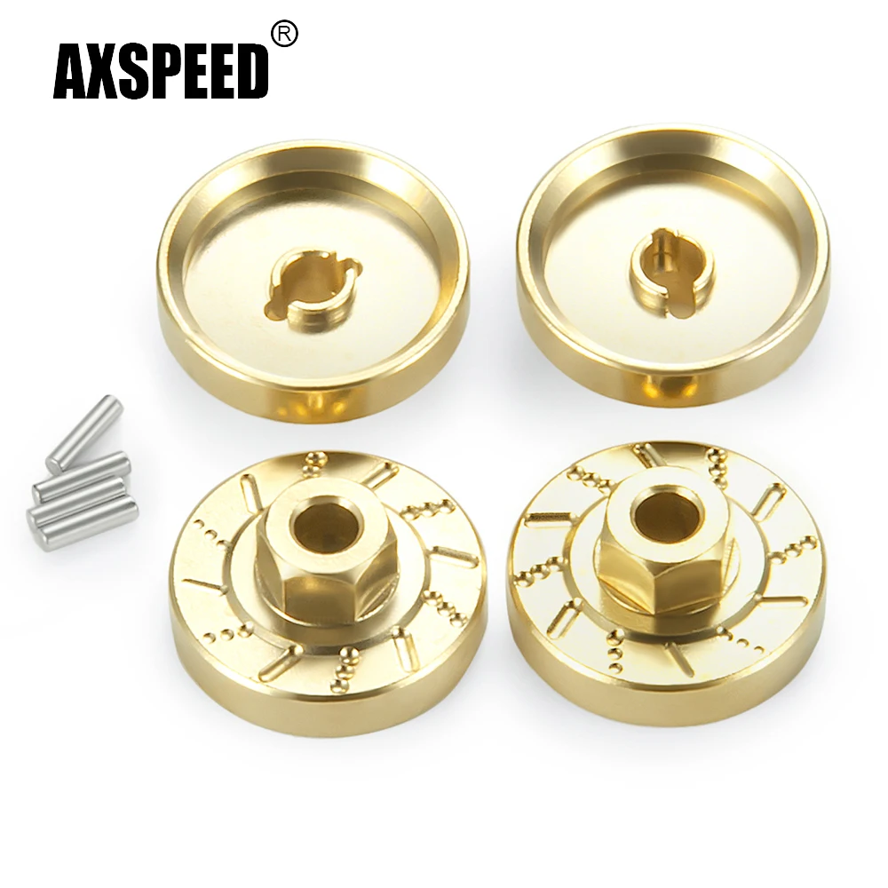 AXSPEED 4Pcs Brass Wheel Hex Hub Adapters Counterweight for TRX-4M Bronco Defender 1/18 RC Crawler Car Model Parts