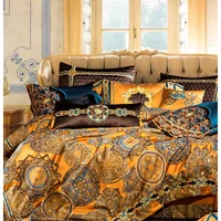 luxury european villa silk brocade bedding set jacquard embroidery egyptian cotton duvet cover bedspread bed sheet pillowcases