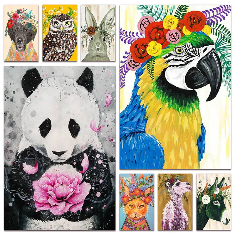 Алмазная живопись 5D сделай сам вышивка с животными пандой попугаем