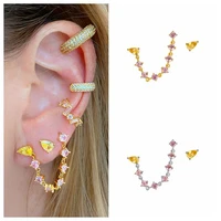 925 sterling silver ear needle asymmetry crystal chain stud earrings for women waterdrop tassel piercing earring party wedding