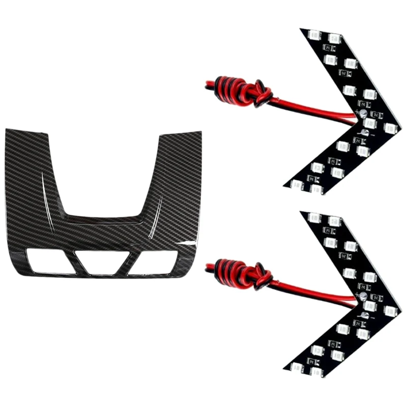 

1 PCS Carbon Fiber Front Reading Light Panel Cover & 2PCS Car Rearview Mirror Turn Signal LED Lights