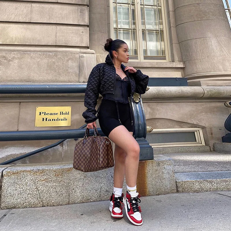 2022 autumn women's clothing new style European and American street trend fashion love short casual padded jacket