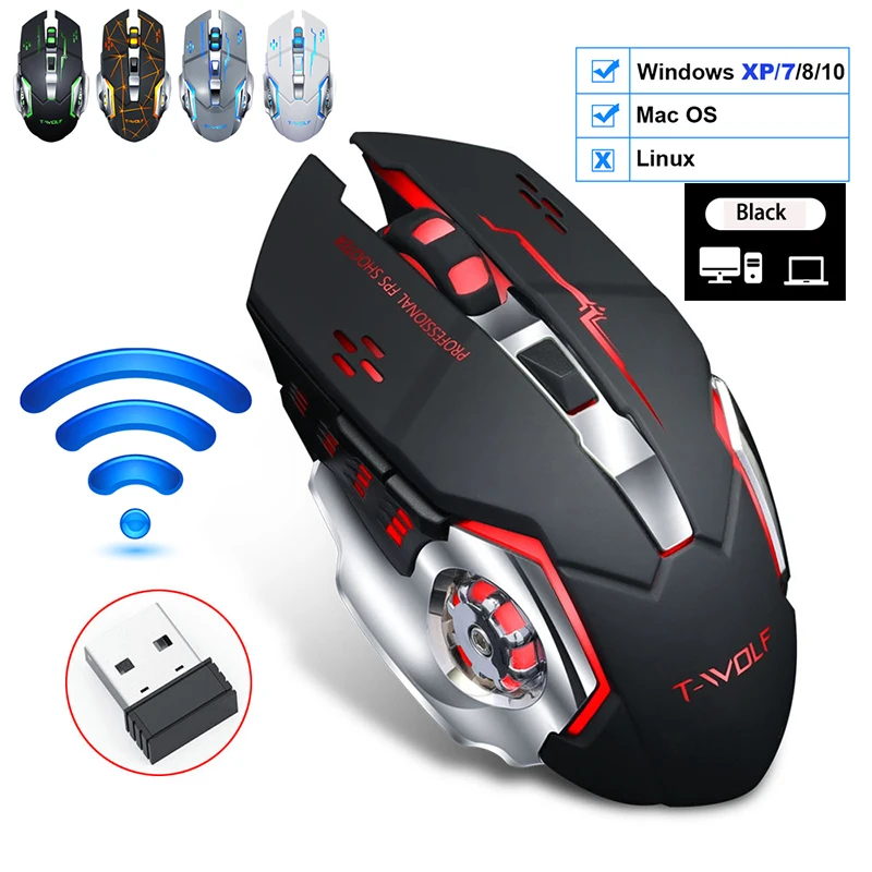 2 4g wireless bluetooth mouse gaming silent rechargeable ergonomic mice rgb backlit usb receiver mause desktop pc laptop gamer free global shipping