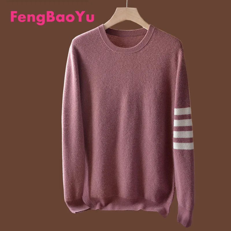 

Мужской свитер Fengbaoyu из чистого кашемира, Свободный пуловер с круглым вырезом, удобный свитер, роскошная мужская одежда