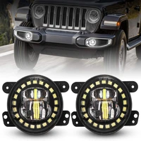 for jeep wrangler jk unlimited jk 07 18 4 inch led fog lights front bumper replacements white led chip driving offroad foglight