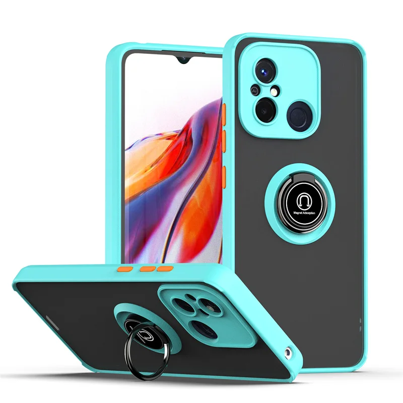 

For Xiaomi Redmi 12C Case Camera Protection Matte Armor Phone Cases For Redme 12C 12 C Redmi12C Magnetic Ring Holder Back Cover