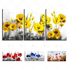 Sailing 3 панели Желтый цветок мака картина холст картины абстрактным Плакаты печати стены искусства для Гостиная домашний декор